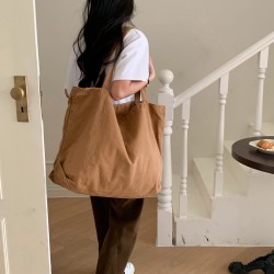 A very large and simple fashionable Korean canvas bag, INS large capacity, versatile solid color women's shoulder bag