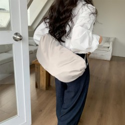 2025 New Half-Moon Shaped Crossbody Soft Bag, Pleated Dumpling Bag, Large Capacity, Unisex, Versatile, Casual Nylon Crossbody Bag