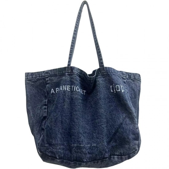 Spring and summer style women's versatile shoulder bag, large capacity letter print canvas bag, casual and simple shopping tote bag