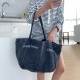 Spring and summer style women's versatile shoulder bag, large capacity letter print canvas bag, casual and simple shopping tote bag