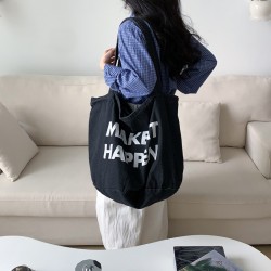 All Seasons New Trendy Style Super Large Capacity Letter Print Fashion Simple Versatile Casual Washed Denim Shoulder Bag