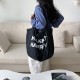 All Seasons New Trendy Style Super Large Capacity Letter Print Fashion Simple Versatile Casual Washed Denim Shoulder Bag