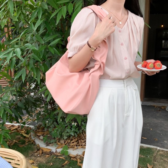 New Korean style fresh sweet casual large capacity soft leather tote bag versatile fashion practical multi-purpose shoulder bag