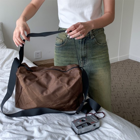 New 2025 Internet Celebrity Same Style Nylon Embroidered Crossbody Bag INS Large Capacity Travel Sports Bag