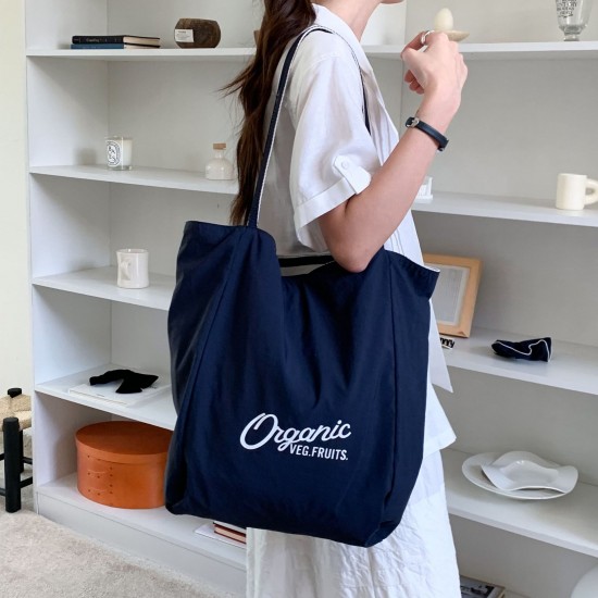 Reversible~ Fine striped canvas bag for women, Korean style fashionable tote bag, trendy student casual commuting shopping bag