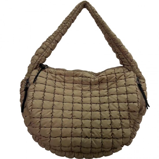 2025 New Lightweight Quilted Nylon Shoulder Cloud Bag, Large Capacity, Fashionable and Versatile Embroidered Checkered Women's Shoulder Bag