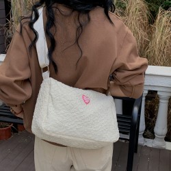 Japanese and Korean INS College Style Girl Heart Letter Label Simple Fashion Casual Versatile Large Capacity Cloud Crossbody Bag