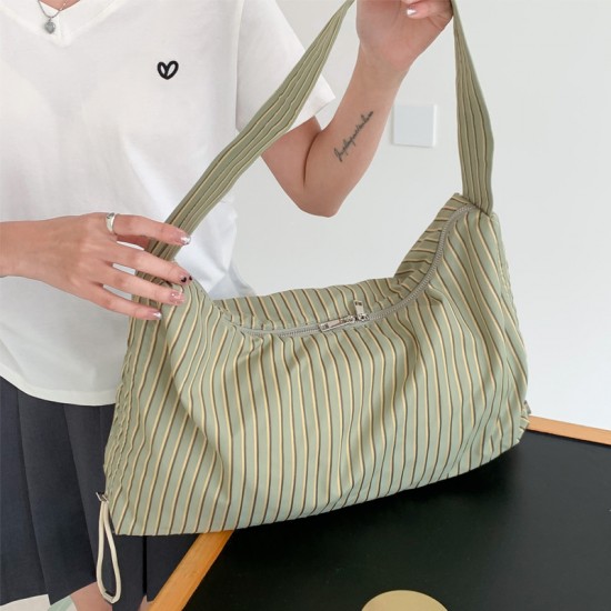 2025 new lazy style chic fashion simple large capacity striped versatile casual shopping shoulder bag
