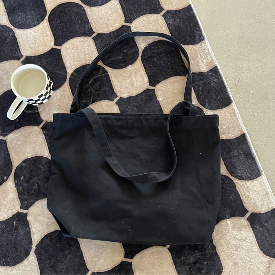 Muye Leather Goods...Korean Retro Washed Canvas Large Capacity Simple Lightweight Casual Solid Color Women's Shoulder Bag