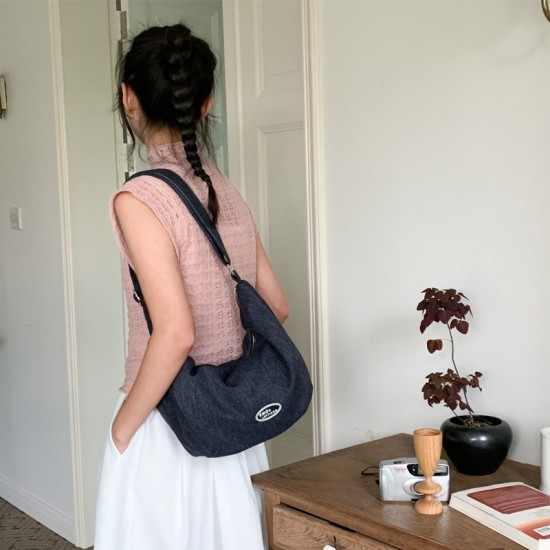 New Crossbody Denim Bag for Women Ins Simple Casual Fashion Crescent Bag Lazy Versatile Shopping Dumpling Bag