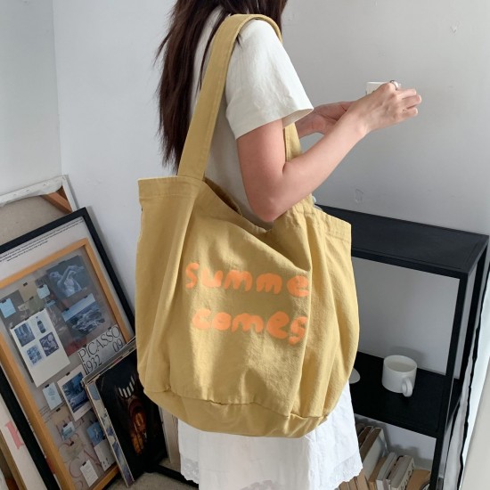 New Korean Super Popular Printed Handbag Shoulder Bag, Summer Artistic Style Women's Large Capacity Commuter Versatile Tote Bag Trendy