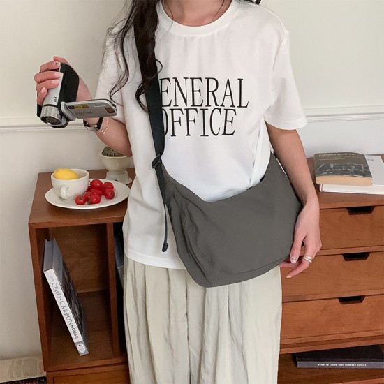 Japanese style simple lightweight casual nylon cloth bag, large capacity spring/summer dumpling bag, fashionable and versatile women's crossbody bag