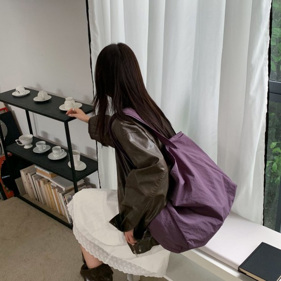 New Casual Nylon Waterproof Casual Solid Color Shoulder Bag Simple Large Capacity Student Commuting to Class Tote Bag for Women