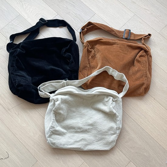 Korean Elegant Simple Corduroy Bag Versatile Mori Girl Artistic Casual Zipper Large Capacity Women's Crossbody Bag
