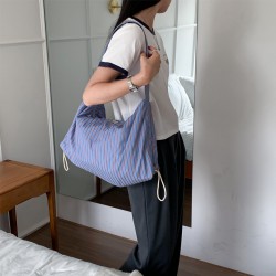 2025 new lazy style chic fashion simple large capacity striped versatile casual shopping shoulder bag