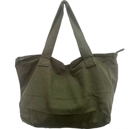 New Large Capacity Simple Zipper Korean Style Washed Canvas Bag, Fashionable INS Student Versatile Tote Shoulder Bag