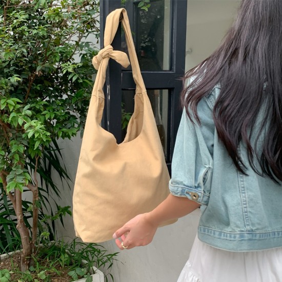 2025 Autumn/Winter Simple Korean Style INS Versatile Fashionable Sweet Shoulder Bag, Knotted Solid Color Underarm Student Crossbody Bag