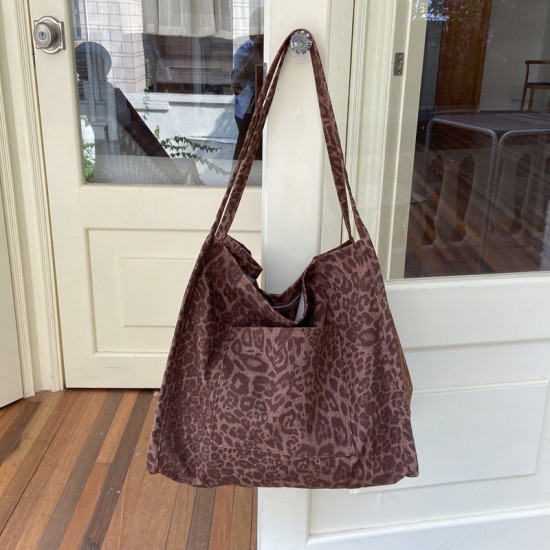 Korean Style Large Capacity Leopard Print Women's Bag 2025 New Fashionable Casual Versatile Retro Trendy Popular Shoulder Bag