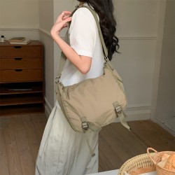 Japanese Harajuku style nylon cloth bag, messenger bag, women's student casual versatile large capacity simple tote crossbody bag with flap