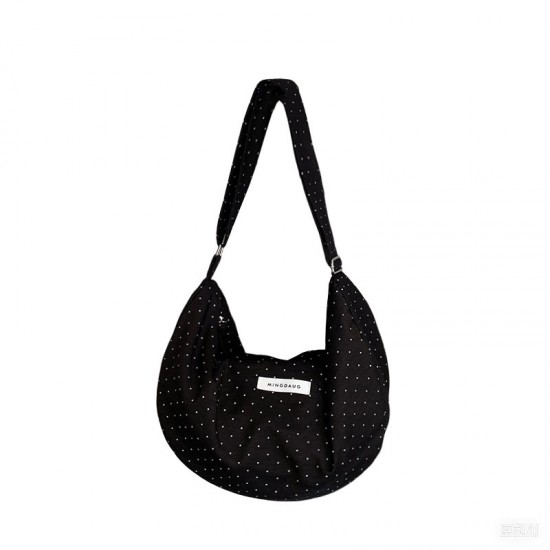Korean style trendy polka dot large capacity dumpling bag, simple and versatile commuting, lightweight and portable, fresh shoulder bag for women