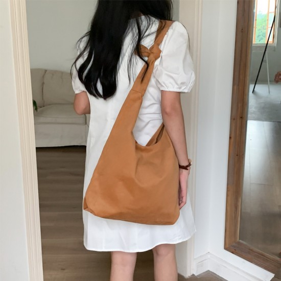 2025 Autumn/Winter Simple Korean Style INS Versatile Fashionable Sweet Shoulder Bag, Knotted Solid Color Underarm Student Crossbody Bag