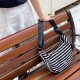 Black and white striped crossbody bag, new 2025 style, simple and casual, crescent-shaped dumpling bag, large capacity, versatile bag