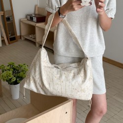Original chic textured high-end tote nylon cloth bag large capacity commuting ins drawstring pleated shoulder bag