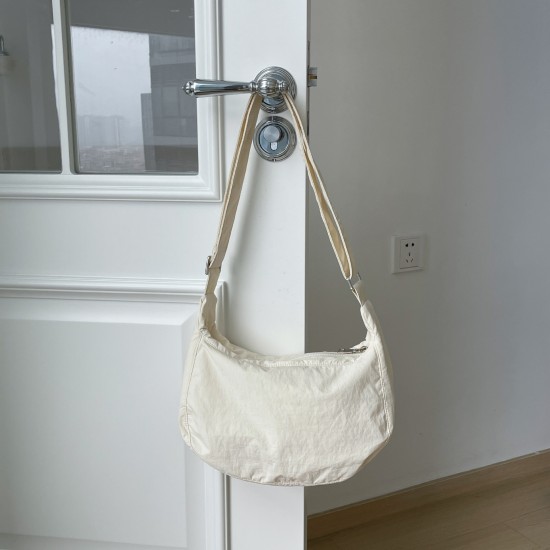 New 2025 Spring/Summer tote bag for women, large capacity, cute nylon cloth, solid color, casual and versatile crossbody bag