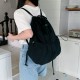 Korean style ins minimalist fresh solid color pleated drawstring large capacity casual literary versatile canvas backpack