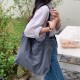 2025 Korean Dongdaemun Casual Cotton Shoulder Bag, Versatile Letter Washed Reversible Elegant Canvas Trendy Bag