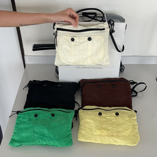 Muye Self-Created Korean Style Casual Storage Waist Bag, Niche Unique Button Nylon Camera Bag, Student Portable Crossbody Bag