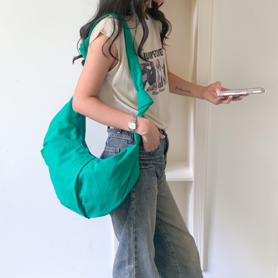 New Korean Style Spring/Summer INS Large Capacity Literary Canvas Shoulder Bag Lazy College Style Simple Casual Bag