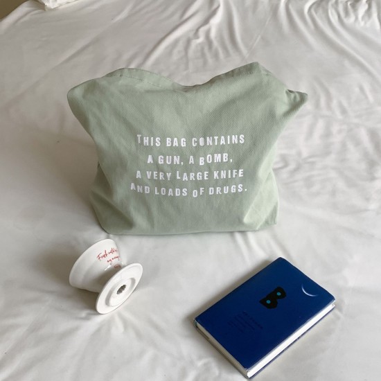 Japanese and Korean style, relaxed and casual look, 2025 new printed canvas bag, large capacity, fresh and simple college style tote bag.