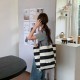 Reversible~ Large striped letter print Korean style casual tote bag, travel, student, school, shopping bag