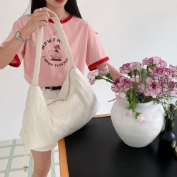 Summer new women's bag, Japanese and Korean style ins simple fashionable large capacity versatile pleated high-end shoulder bag